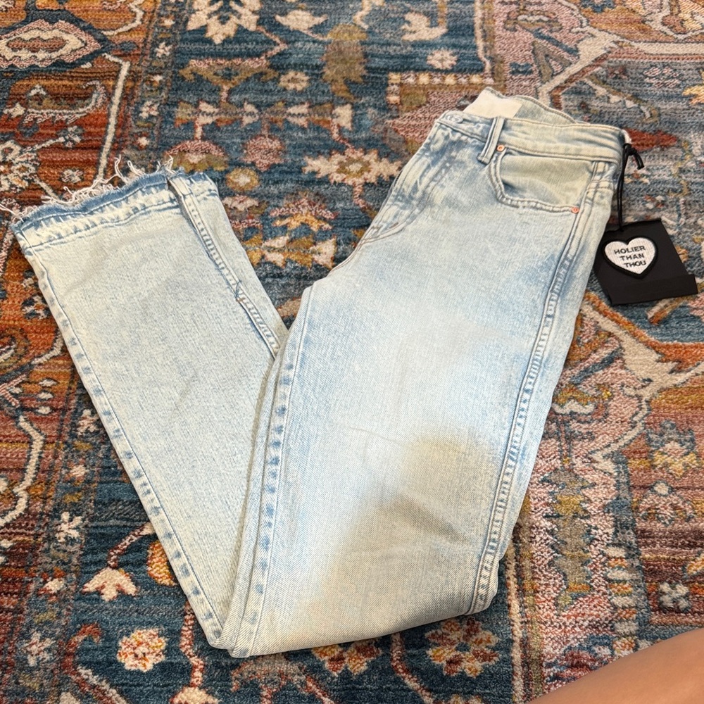 Mother High Waisted Rascal Slice Undone Hem Jeans